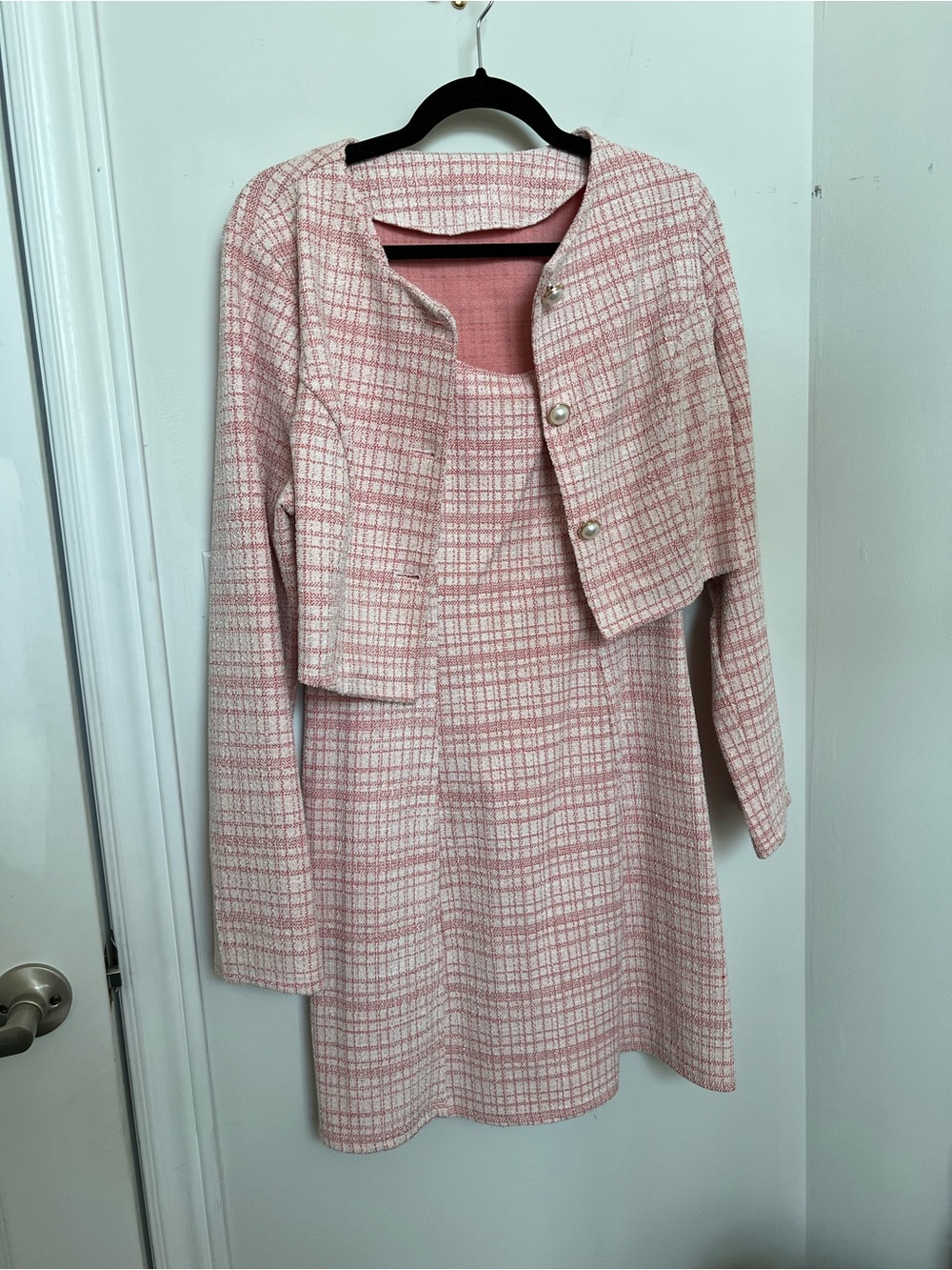 Glinda Core Pink Tweed Dress & Jacket Set | Coquette Princess Aesthetic L - Picture 3 of 6
